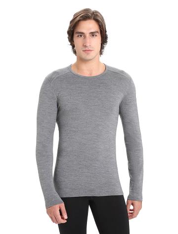 Men's Icebreaker Merino 260 Tech Long Sleeve Crewe Thermal Top Base Layers Gritstone Heather | CA 1551NWYB